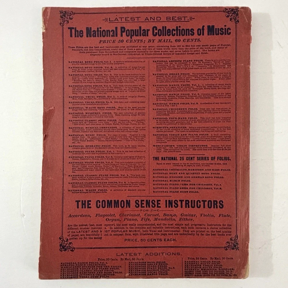 Antique 1892 Excelsior Baritone Bass Folio Sheet Music Book & Song Chicago IL